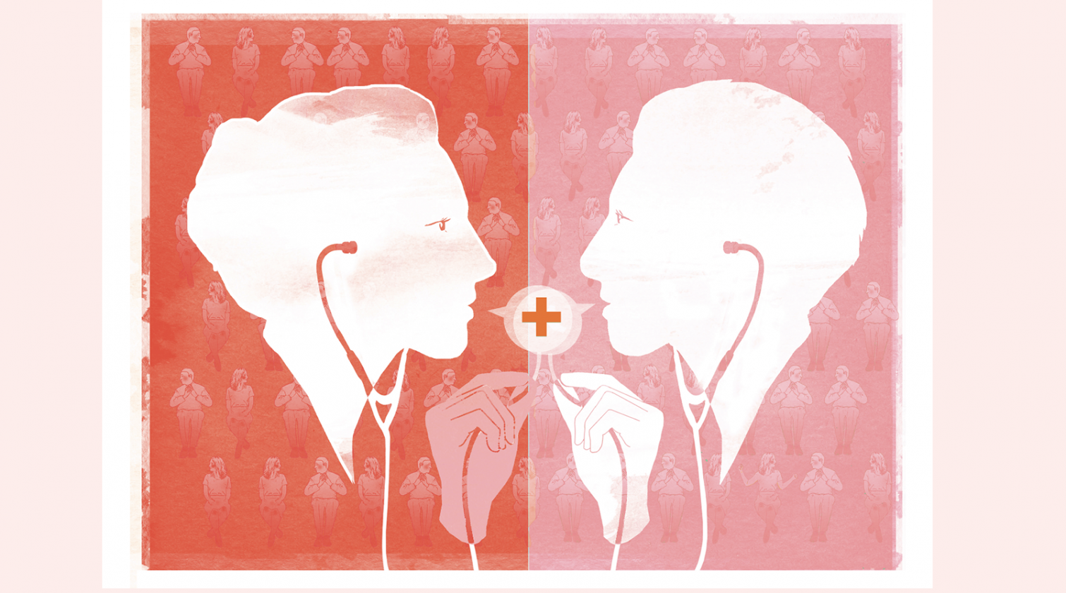 Illustratie (kleur) twee artsen samen